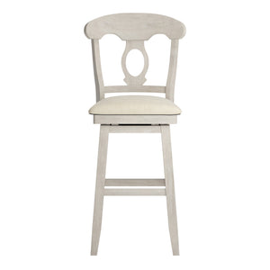 Lea Oval Napoleon Back Swivel Barstool Rubberwood Frame Upholstered Kitchen Seating