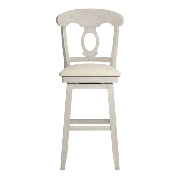 Lea Oval Napoleon Back Swivel Barstool Rubberwood Frame Upholstered Kitchen Seating