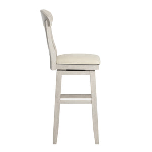Lea Oval Napoleon Back Swivel Barstool Rubberwood Frame Upholstered Kitchen Seating