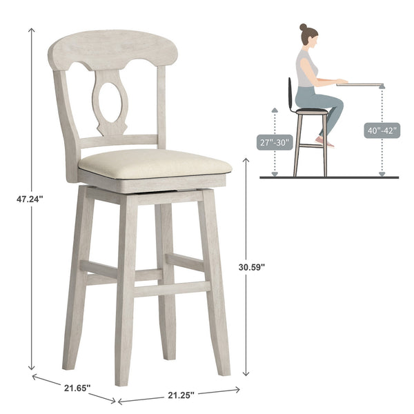 Lea Oval Napoleon Back Swivel Barstool Rubberwood Frame Upholstered Kitchen Seating