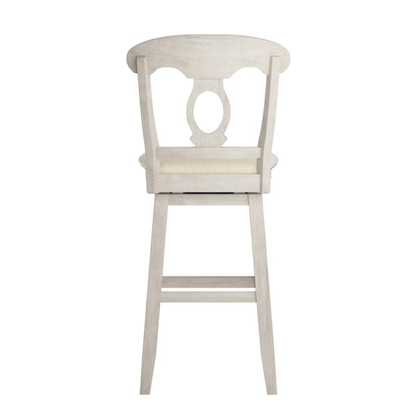 Lea Oval Napoleon Back Swivel Barstool Rubberwood Frame Upholstered Kitchen Seating