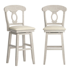 Lea Oval Napoleon Back Swivel Barstool Rubberwood Frame Upholstered Kitchen Seating