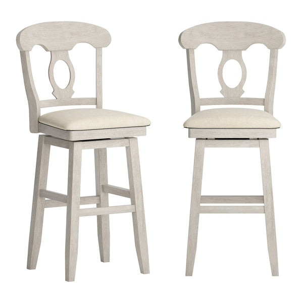 Lea Oval Napoleon Back Swivel Barstool Rubberwood Frame Upholstered Kitchen Seating