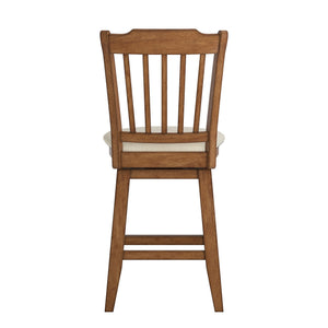 Lea Rubberwood Slat Back Swivel Counter Stool with Padded Seat and Footrest for Kitchen Islands