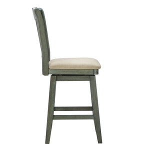 Lea Rubberwood Slat Back Swivel Counter Stool with Padded Seat and Footrest for Kitchen Islands