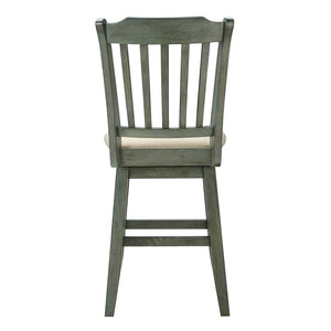 Lea Rubberwood Slat Back Swivel Counter Stool with Padded Seat and Footrest for Kitchen Islands