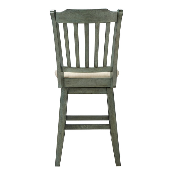 Lea Rubberwood Slat Back Swivel Counter Stool with Padded Seat and Footrest for Kitchen Islands