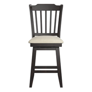 Lea Rubberwood Slat Back Swivel Counter Stool with Padded Seat and Footrest for Kitchen Islands