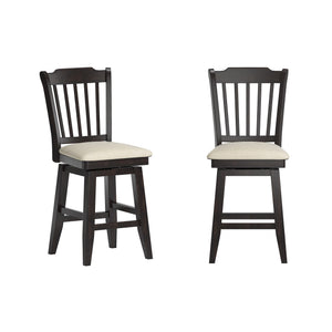 Lea Rubberwood Slat Back Swivel Counter Stool with Padded Seat and Footrest for Kitchen Islands