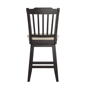 Lea Rubberwood Slat Back Swivel Counter Stool with Padded Seat and Footrest for Kitchen Islands
