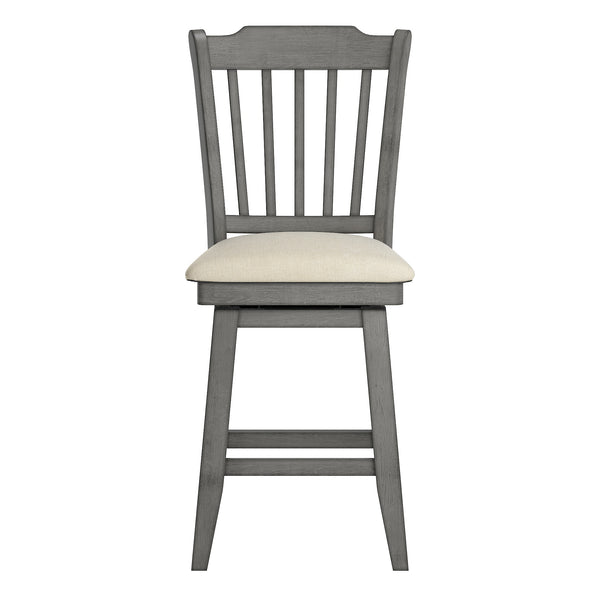 Lea Rubberwood Slat Back Swivel Counter Stool with Padded Seat and Footrest for Kitchen Islands