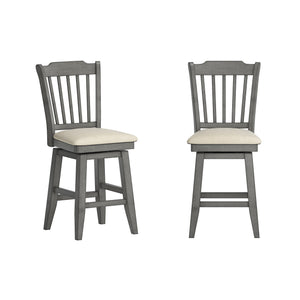 Lea Rubberwood Slat Back Swivel Counter Stool with Padded Seat and Footrest for Kitchen Islands
