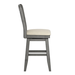 Lea Rubberwood Slat Back Swivel Counter Stool with Padded Seat and Footrest for Kitchen Islands