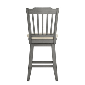 Lea Rubberwood Slat Back Swivel Counter Stool with Padded Seat and Footrest for Kitchen Islands
