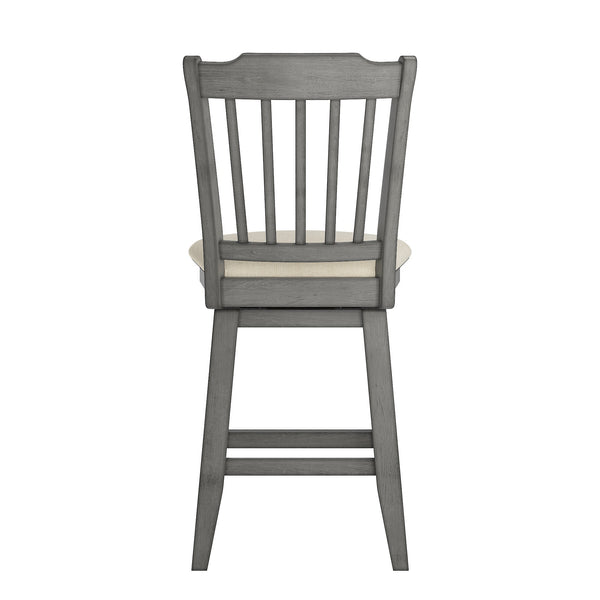 Lea Rubberwood Slat Back Swivel Counter Stool with Padded Seat and Footrest for Kitchen Islands
