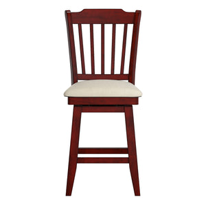 Lea Rubberwood Slat Back Swivel Counter Stool with Padded Seat and Footrest for Kitchen Islands