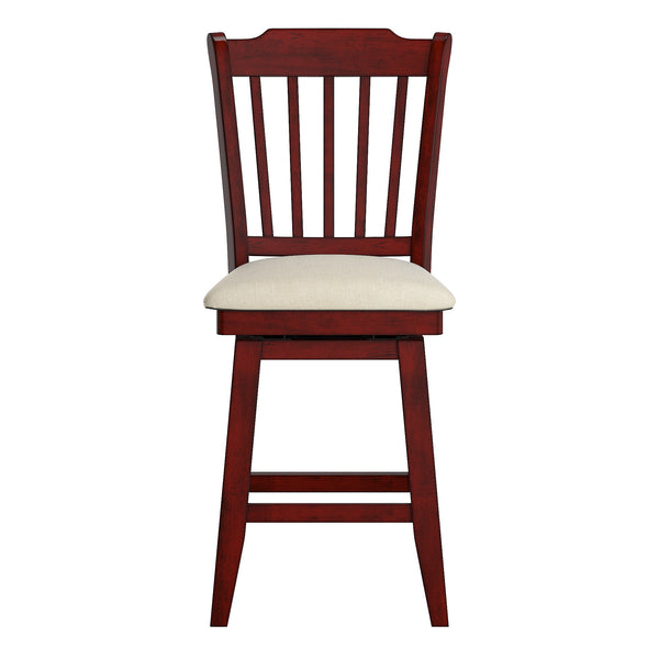 Lea Rubberwood Slat Back Swivel Counter Stool with Padded Seat and Footrest for Kitchen Islands