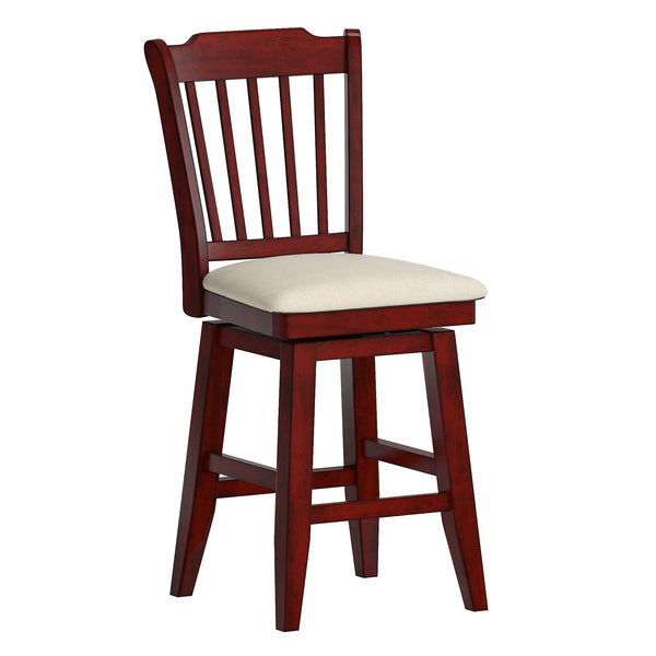 Lea Rubberwood Slat Back Swivel Counter Stool with Padded Seat and Footrest for Kitchen Islands