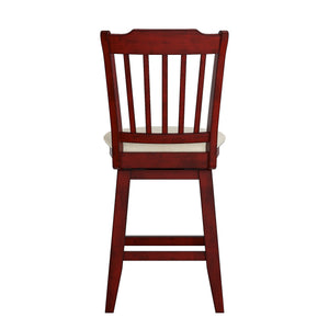 Lea Rubberwood Slat Back Swivel Counter Stool with Padded Seat and Footrest for Kitchen Islands