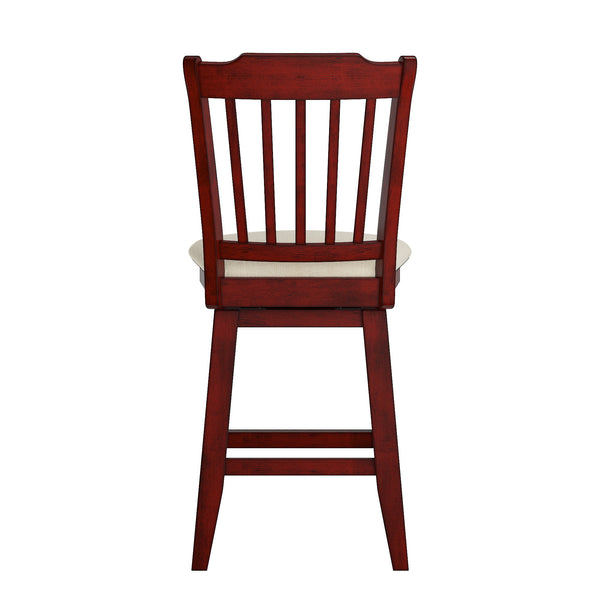 Lea Rubberwood Slat Back Swivel Counter Stool with Padded Seat and Footrest for Kitchen Islands