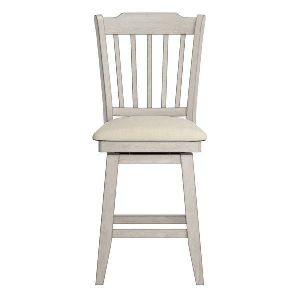 Lea Rubberwood Slat Back Swivel Counter Stool with Padded Seat and Footrest for Kitchen Islands