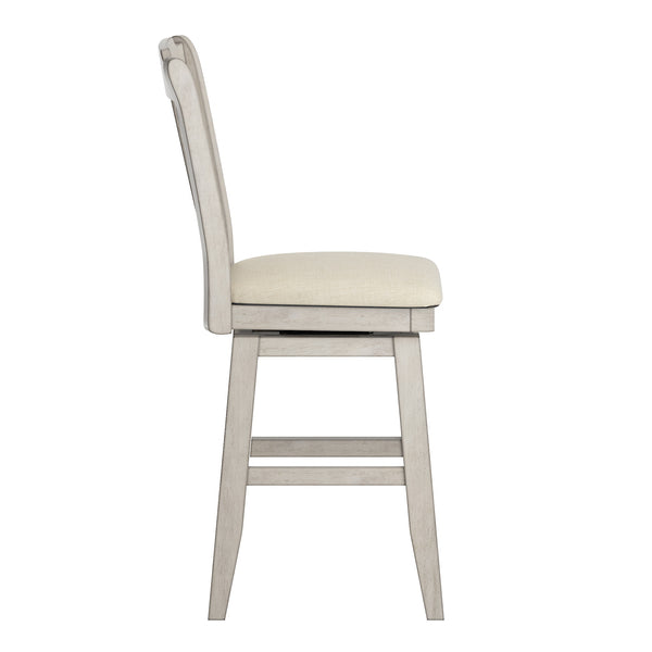 Lea Rubberwood Slat Back Swivel Counter Stool with Padded Seat and Footrest for Kitchen Islands