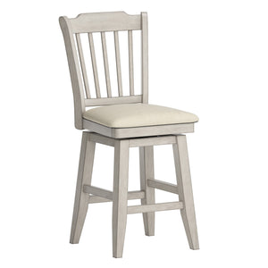 Lea Rubberwood Slat Back Swivel Counter Stool with Padded Seat and Footrest for Kitchen Islands