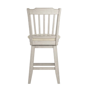 Lea Rubberwood Slat Back Swivel Counter Stool with Padded Seat and Footrest for Kitchen Islands