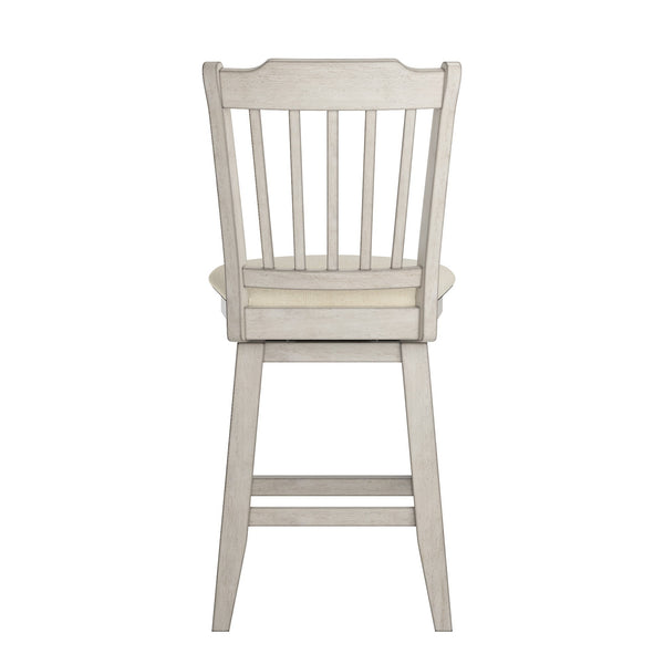 Lea Rubberwood Slat Back Swivel Counter Stool with Padded Seat and Footrest for Kitchen Islands
