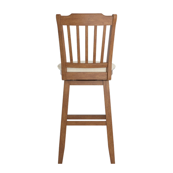 Lea Rubberwood Swivel Barstool with Slat Back and Foam Cushioned Seat
