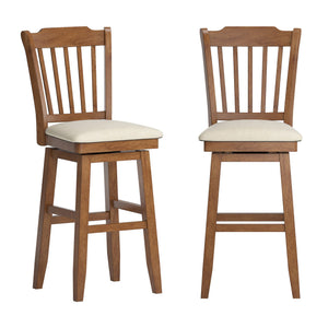 Lea Rubberwood Swivel Barstool with Slat Back and Foam Cushioned Seat