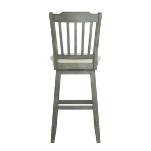 Lea Rubberwood Swivel Barstool with Slat Back and Foam Cushioned Seat