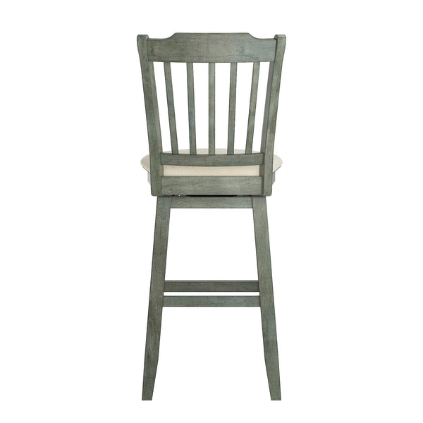 Lea Rubberwood Swivel Barstool with Slat Back and Foam Cushioned Seat