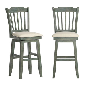 Lea Rubberwood Swivel Barstool with Slat Back and Foam Cushioned Seat