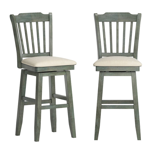 Lea Rubberwood Swivel Barstool with Slat Back and Foam Cushioned Seat