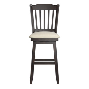 Lea Rubberwood Swivel Barstool with Slat Back and Foam Cushioned Seat