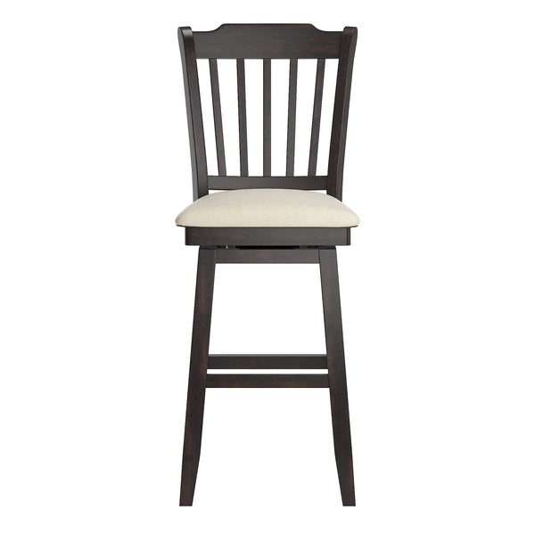 Lea Rubberwood Swivel Barstool with Slat Back and Foam Cushioned Seat