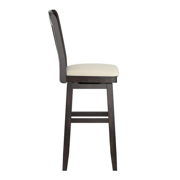 Lea Rubberwood Swivel Barstool with Slat Back and Foam Cushioned Seat