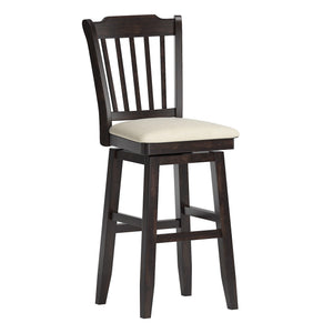 Lea Rubberwood Swivel Barstool with Slat Back and Foam Cushioned Seat