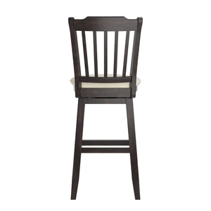 Lea Rubberwood Swivel Barstool with Slat Back and Foam Cushioned Seat