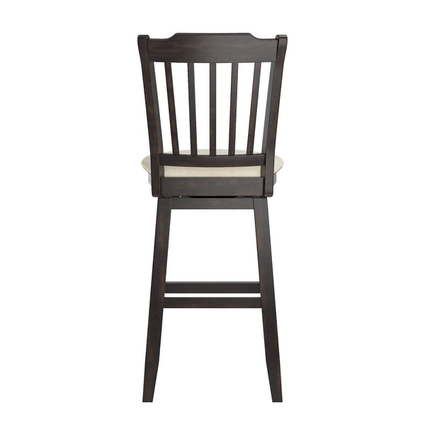 Lea Rubberwood Swivel Barstool with Slat Back and Foam Cushioned Seat