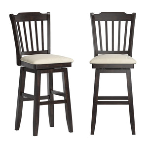 Lea Rubberwood Swivel Barstool with Slat Back and Foam Cushioned Seat