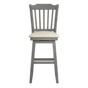 Lea Rubberwood Swivel Barstool with Slat Back and Foam Cushioned Seat