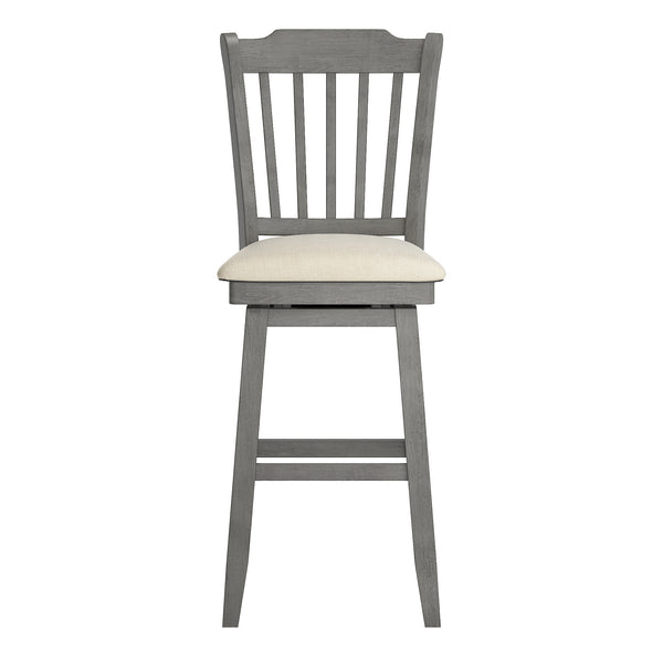 Lea Rubberwood Swivel Barstool with Slat Back and Foam Cushioned Seat
