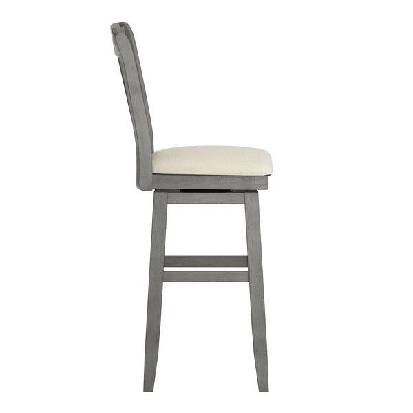 Lea Rubberwood Swivel Barstool with Slat Back and Foam Cushioned Seat