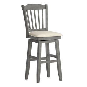 Lea Rubberwood Swivel Barstool with Slat Back and Foam Cushioned Seat