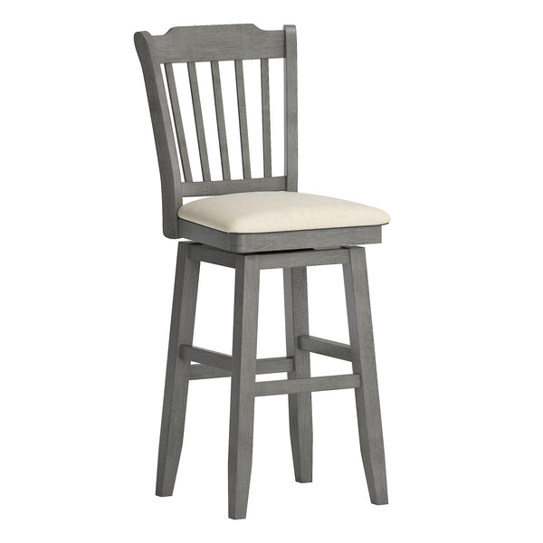 Lea Rubberwood Swivel Barstool with Slat Back and Foam Cushioned Seat