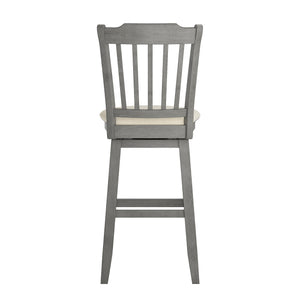 Lea Rubberwood Swivel Barstool with Slat Back and Foam Cushioned Seat