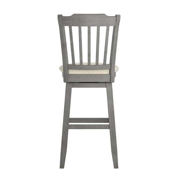 Lea Rubberwood Swivel Barstool with Slat Back and Foam Cushioned Seat