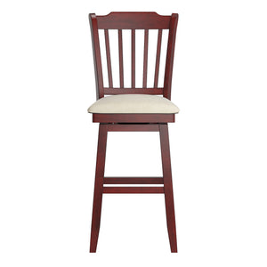 Lea Rubberwood Swivel Barstool with Slat Back and Foam Cushioned Seat